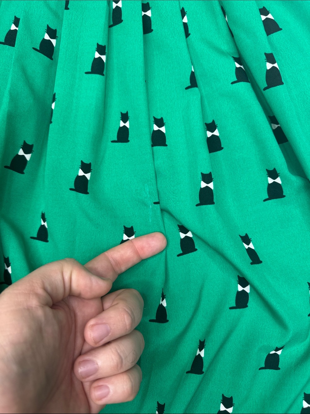 ModCloth Fervour Green Black Cats with Bow Ties Retro Dress 1X bowtie kitty cat - Picture 9 of 9